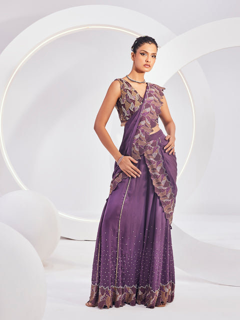 DELORA SHARARA SAREE SET