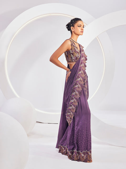 DELORA SHARARA SAREE SET